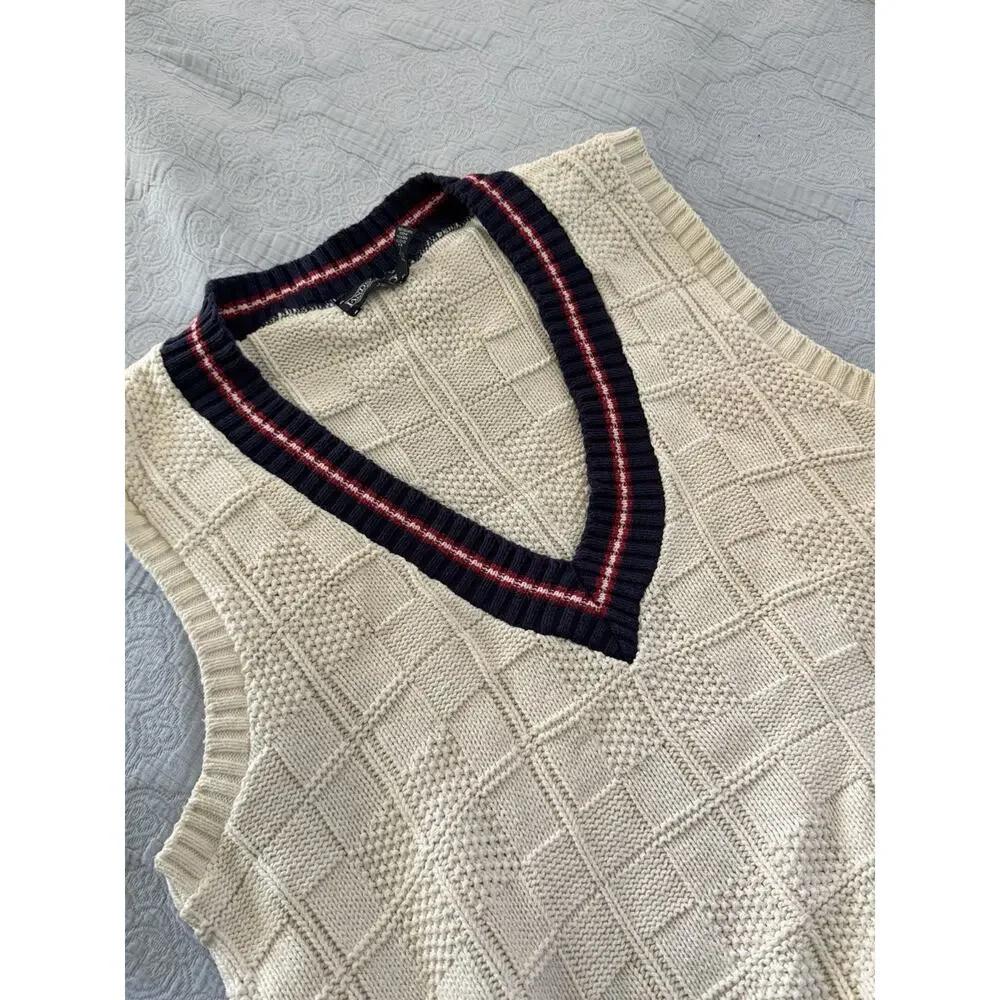 Lands End Sweater Vest Men Large Preppy Cricket Golf‎ Preppy Polo 90s USA VTG